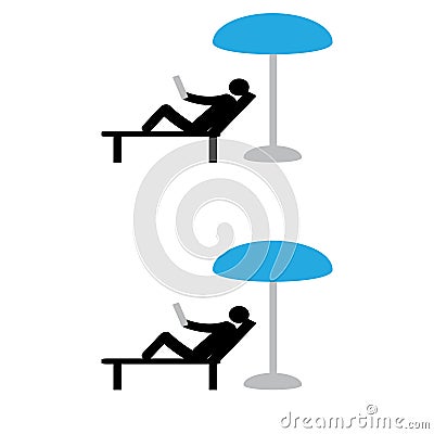 Social distance while relaxing on the beach, at the sea, in sanatoria. Vector Illustration